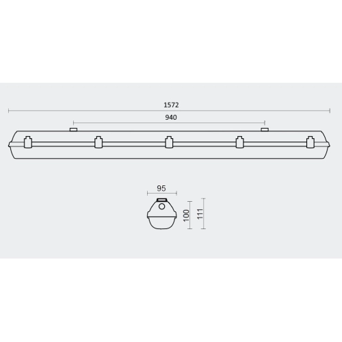 Svítidlo TREVOS PRIMA LED TUBE SLIM 2x150 PC bez LED trubic (obrázek 4)