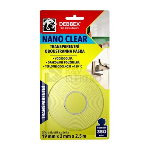  Oboustranná lepící nano páska Den Braven NANO Clear 19x2mm délka 2,5m B8220BD