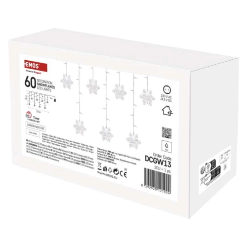 LED vánoční závěs EMOS DCGW13 vložky 150x55cm vnitřní použití studená bílá s časovačem