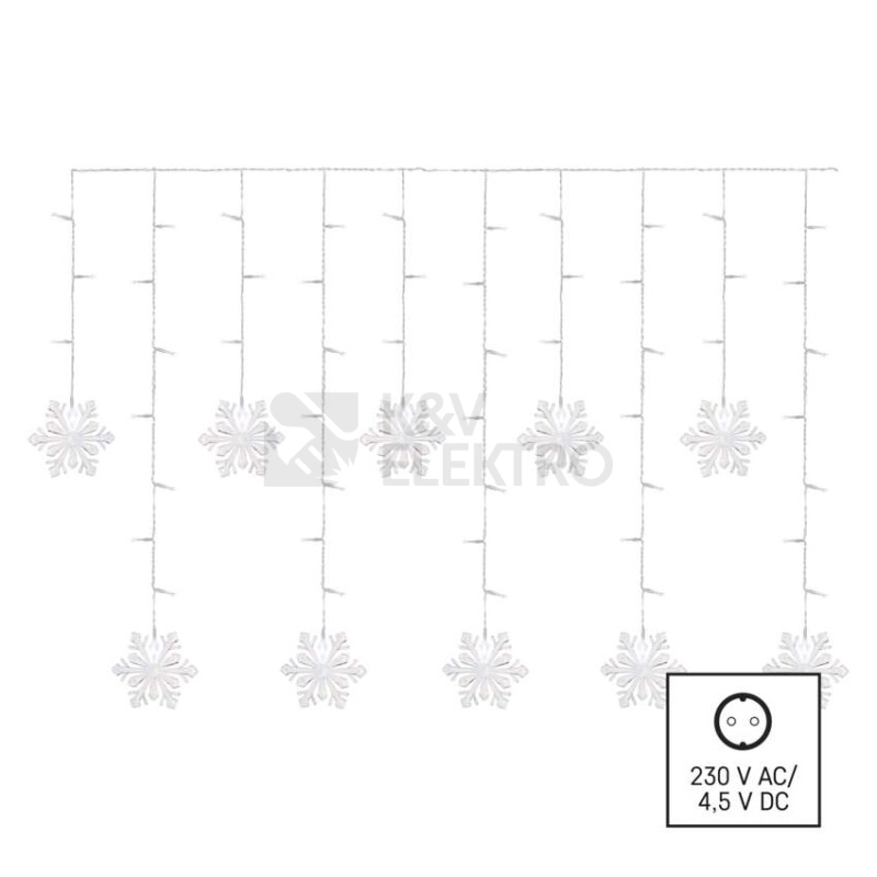 Obrázek produktu LED vánoční závěs EMOS DCGW13 vložky 150x55cm vnitřní použití studená bílá s časovačem 4