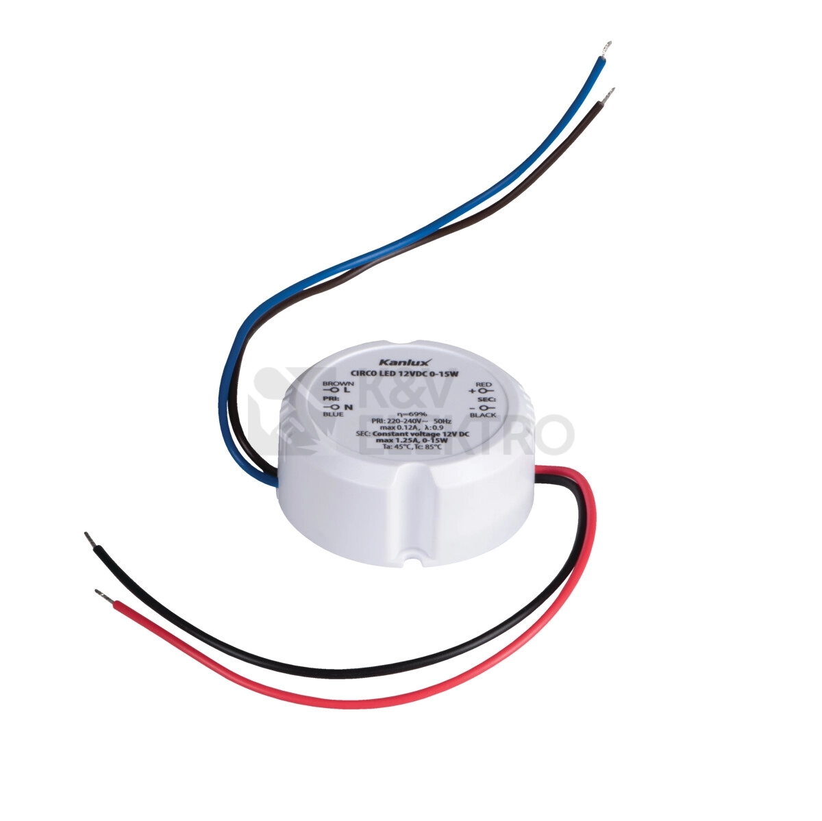 Obrázek produktu Elektronický transformátor Kanlux CIRCO N LED 12VDC 0-15W 24243 0