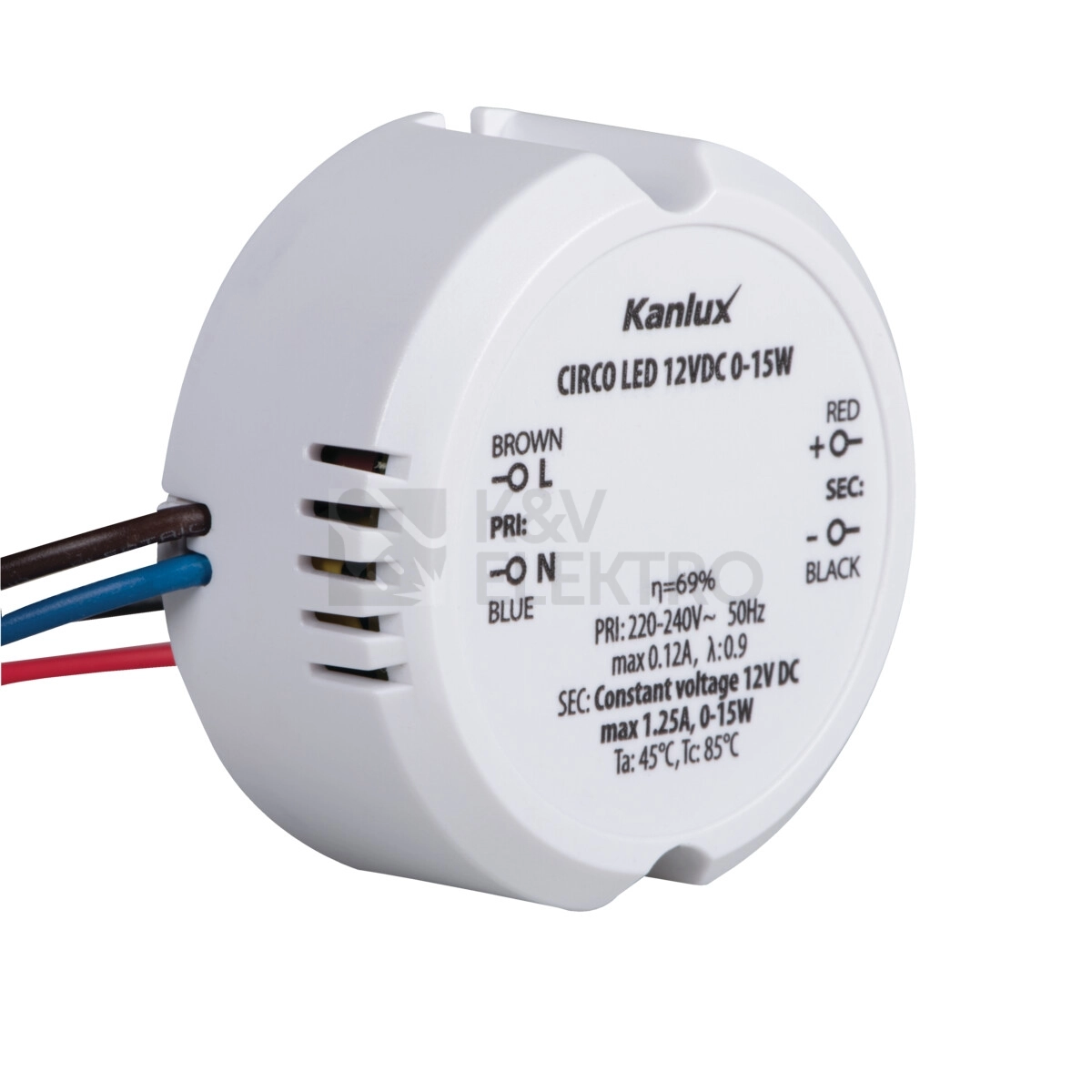 Obrázek produktu Elektronický transformátor Kanlux CIRCO N LED 12VDC 0-15W 24243 1