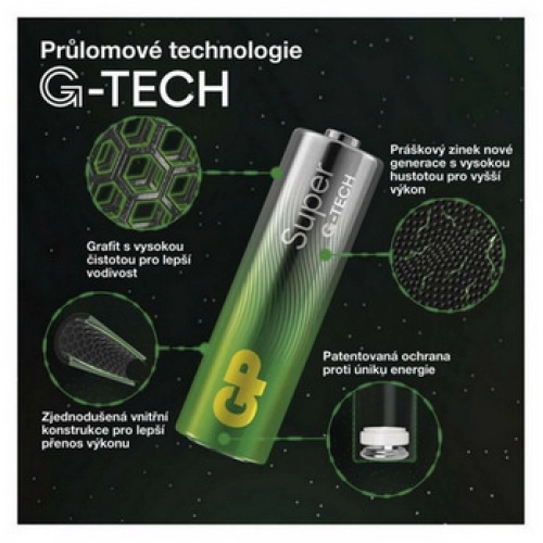 Mikrotužkové baterie AAA GP G-TECH LR03 Super alkalické (blistr 4ks) (obrázek 9)