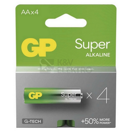 Obrázek produktu  Tužkové baterie AA GP G-TECH LR6 Super alkalické (blistr 4ks) 3