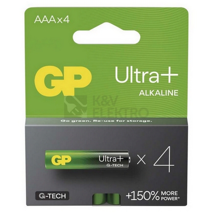Obrázek produktu  Mikrotužkové baterie AAA GP G-TECH LR03 Ultra Plus alkalické (blistr 4ks) 3