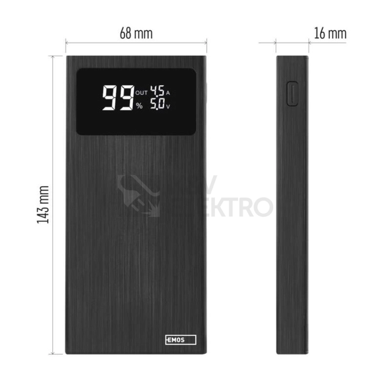Obrázek produktu Powerbanka EMOS BetaQ 10 B0531B 10000mAh 22,5W 10