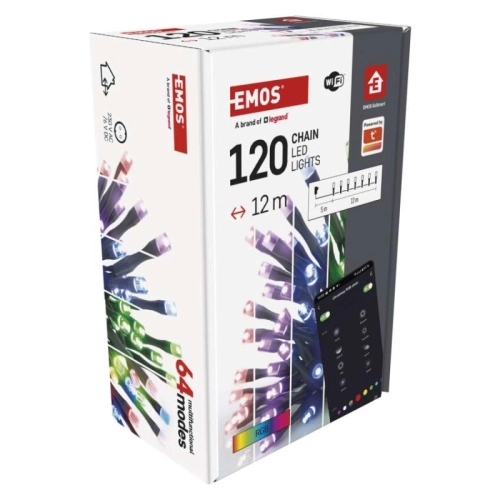 Vánoční osvětlení EMOS GoSmart (WiFi) D4ZR02 120LED řetěz 12m RGB 64 programů s časovačem (obrázek 3)