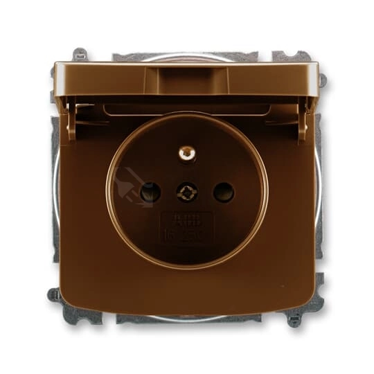 Obrázek produktu ABB Tango zásuvka s víčkem hnědá 6619A-A06397 H s clonkami (2CHA196397A4528) 0