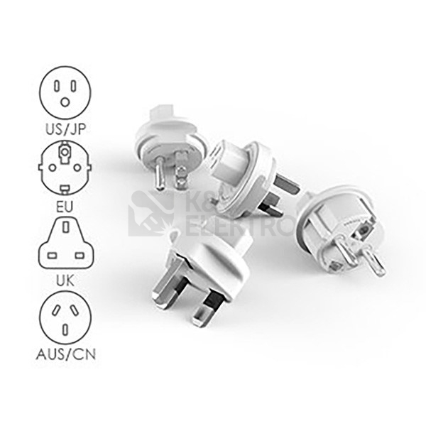 Obrázek produktu Cubenest PowerCube Rewirable USB A+C PD 20W 4xzásuvka 1xUSB-A 1x USB-C se sadou cestovních koncovek 1