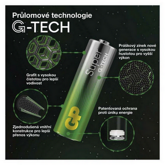 Mikrotužkové baterie AAA GP G-TECH LR03 Super alkalické (fólie 2ks) (obrázek 4)