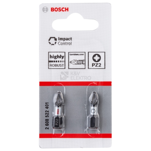 Bity šroubovací PZ2 blisr 2ks Bosch Impact Control 2.608.522.401