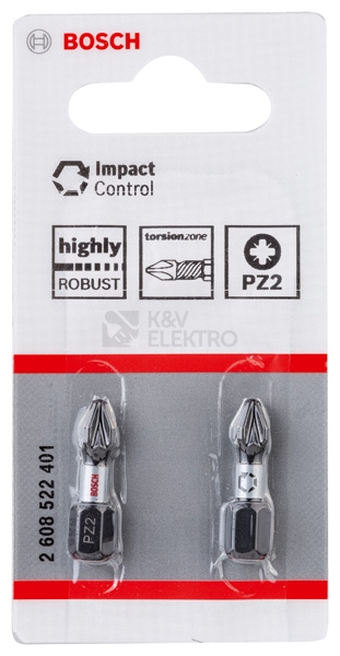 Obrázek produktu Bity šroubovací PZ2 blisr 2ks Bosch Impact Control 2.608.522.401 0