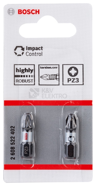 Obrázek produktu Bity šroubovací PZ3 blisr 2ks Bosch Impact Control 2.608.522.402 0