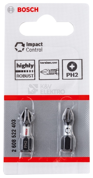 Obrázek produktu Bity šroubovací PH2 blisr 2ks Bosch Impact Control 2.608.522.403 0