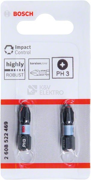 Obrázek produktu Bity šroubovací PH3 blisr 2ks Bosch Impact Control 2.608.522.469 0