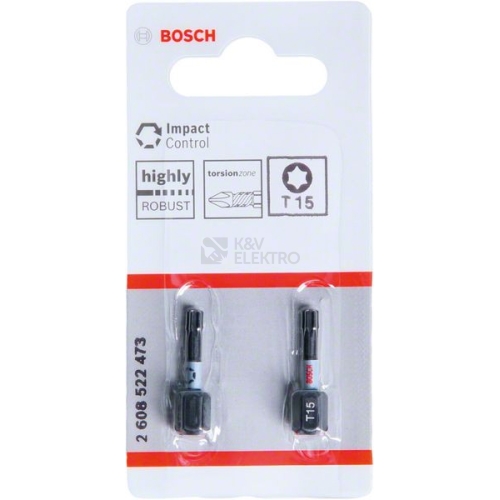 Bity šroubovací T15 blisr 2ks Bosch Impact Control 2.608.522.473