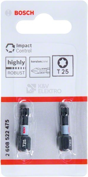 Obrázek produktu Bity šroubovací T25 blisr 2ks Bosch Impact Control 2.608.522.475 0