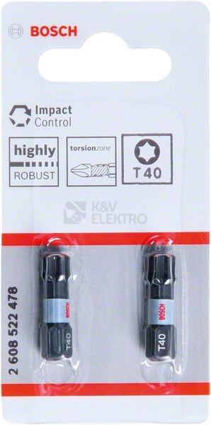 Obrázek produktu Bity šroubovací T40 blisr 2ks Bosch Impact Control 2.608.522.478 0