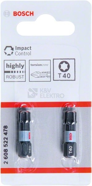 Obrázek produktu Bity šroubovací T40 blisr 2ks Bosch Impact Control 2.608.522.478 0
