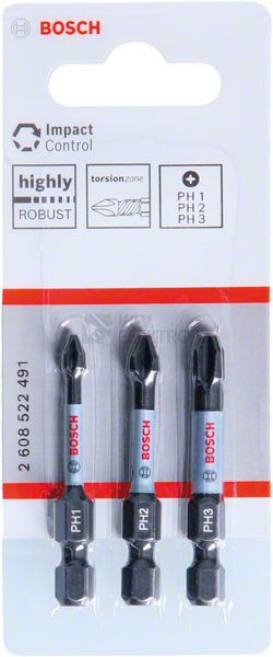 Obrázek produktu Bity PH1+2+3 50mm Bosch Impact Control PH Power Bit 2.608.522.491 0