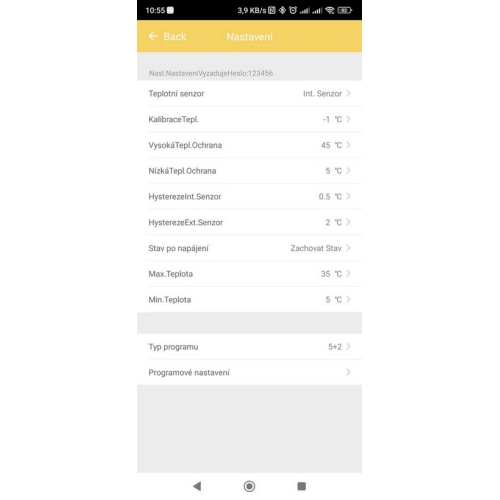 Chytrý termostat AURATON 2YA WiFi černý