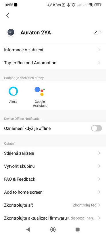 Chytrý termostat AURATON 2YA WiFi černý (obrázek 3)
