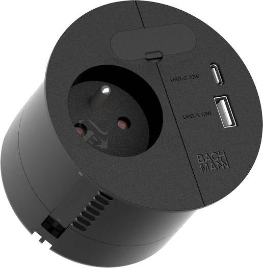 Obrázek produktu Stolní zásuvka BACHMANN 938.202 Loop in Charge černá 230V + USB nabíječka 0
