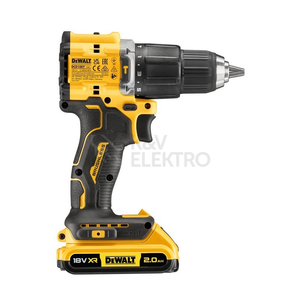 Obrázek produktu Aku vrtačka DeWALT DCD100YD2T 18V s příklepem 2x aku Li-Ion 2,0Ah 8
