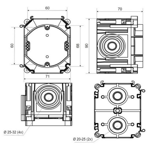 Krabice do betonu KOPOS SB-KP 68-70/L