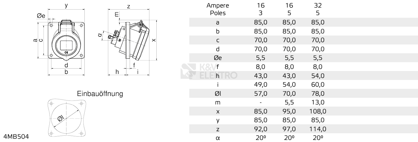 Obrázek produktu Zásuvka vestavná Bals INNOLINQ 32A 5p IP54 127681 1