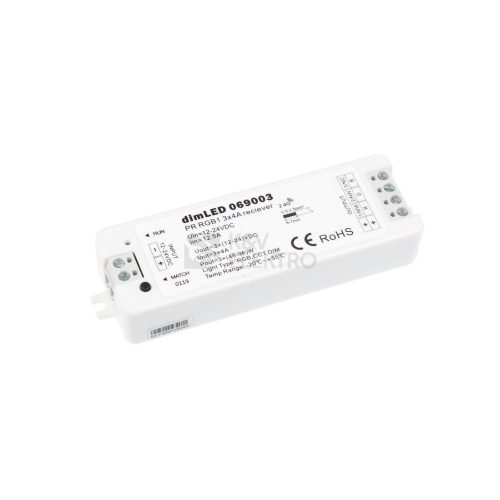 RF přijímač stmívač 3v1 pro RGB, CCT i jednobarevné LED pásky dimLED PR RGB1 3v1 069003