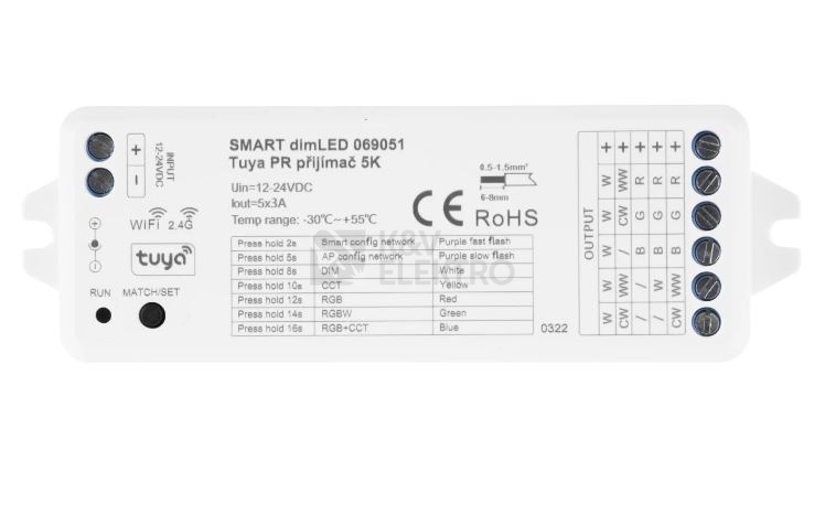 Obrázek produktu SMART přijímač stmívač dimLED Tuya PR 5K 5v1 069051 1