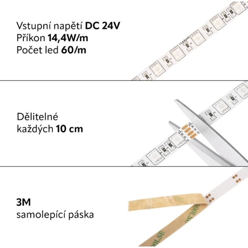 LED pásek 24V-300 RGB 14,4W/m š=10mm 08230 (délka 5m)
