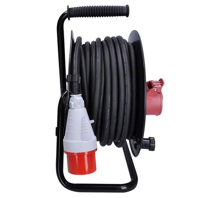 Obrázek produktu Prodlužovací přívod - na bubnu zásuvky 400V + 230V 25m kabel guma-neopren 5x1,5mm2 IP44 Solight PB40 4