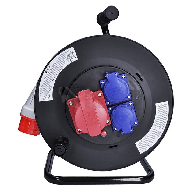 Obrázek produktu Prodlužovací přívod - na bubnu zásuvky 400V + 230V 25m kabel guma-neopren 5x1,5mm2 IP44 Solight PB40 6