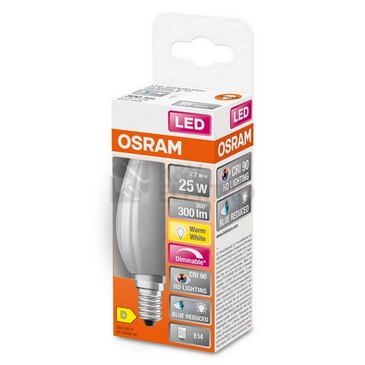 Obrázek produktu LED žárovka E14 LEDVANCE 2,2W (25W) teplá bílá (2700K) 1