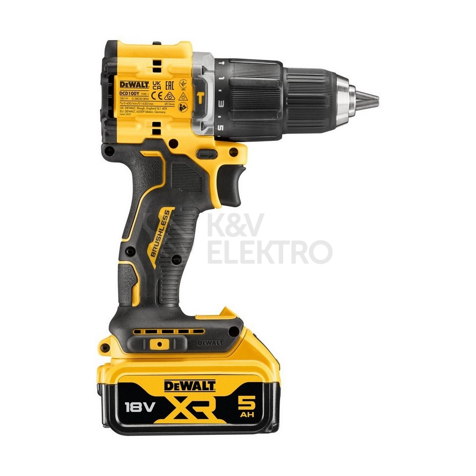 Obrázek produktu Aku vrtačka DeWALT DCD100YP2T 18V s příklepem 2x aku Li-Ion 5,0Ah 10