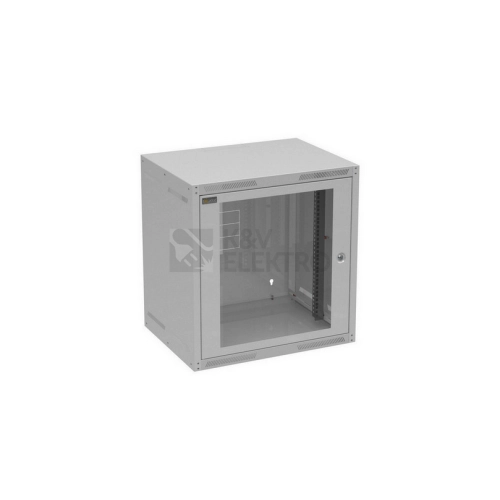 Nástěnný datový rozvaděč 19" výška 12U (450mm) H=450mm Š=600mm šedý Solarix GrandN-12U-645-11-G