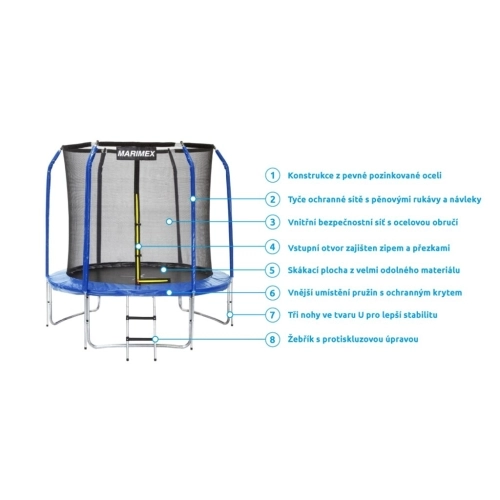 Trampolína Standard 183 cm 2022 Marimex 19000102 s ochrannou sítí a schůdky (obrázek 6)