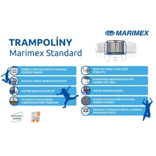 Trampolína Standard 183 cm 2022 Marimex 19000102 s ochrannou sítí a schůdky (obrázek 5)
