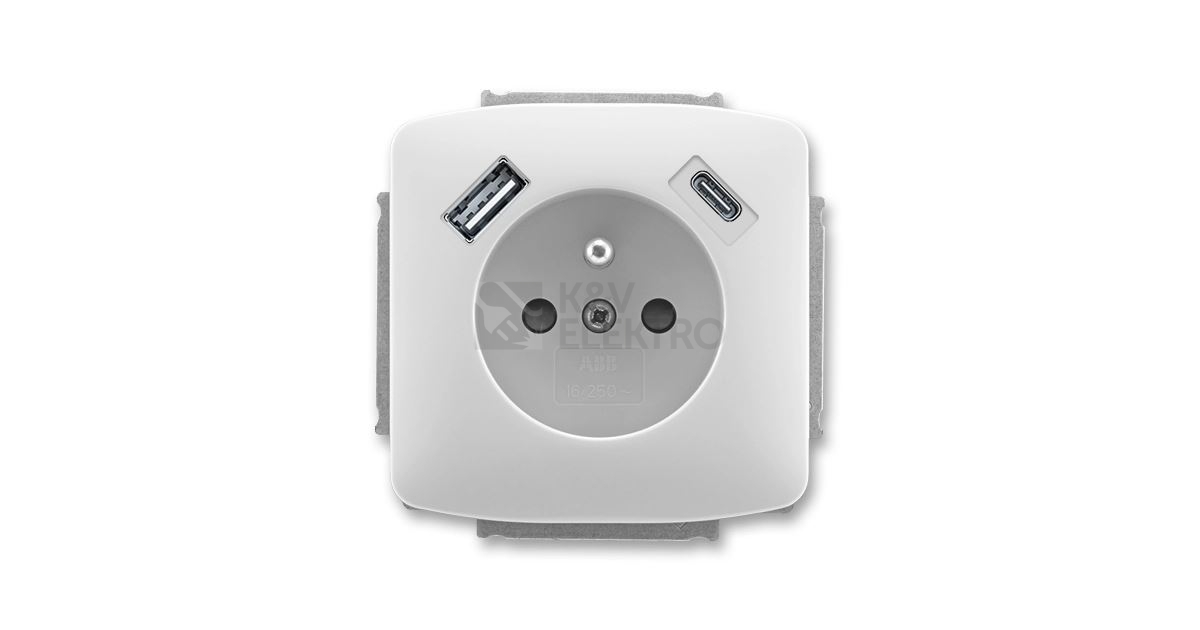 Obrázek produktu ABB Tango zásuvka s USB nabíjením bílá 5569A-A32357 B s clonkami (2CHA693257A4500) 0