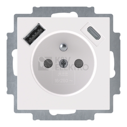 Obrázek produktu ABB Levit zásuvka bílá/bílá s USB nabíjením 5569H-A32357 03 s clonkami 2CHH693257A4003 0