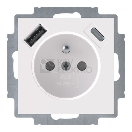 Obrázek produktu ABB Levit zásuvka bílá/bílá s USB nabíjením 5569H-A32357 03 s clonkami 2CHH693257A4003 0