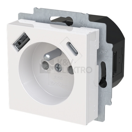 Obrázek produktu ABB Levit zásuvka bílá/bílá s USB nabíjením 5569H-A32357 03 s clonkami 2CHH693257A4003 2