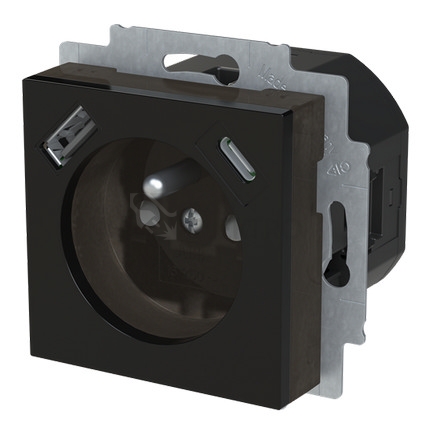 Obrázek produktu ABB Levit M zásuvka onyx/kouřová černá s USB nabíjením 5569H-A32357 63 s clonkami 2CHH693257A4063 2