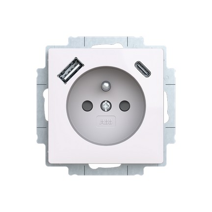 ABB Zoni zásuvka s nabíjením USB-A/C bílá 5569T-A32357 500 s clonkami 2CHT693257A4500