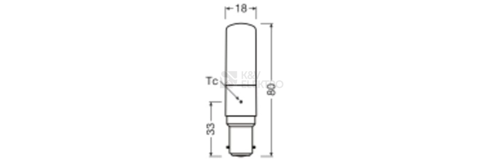 Obrázek produktu LED žárovka B15d LEDVANCE PERFORMANCE SPECIAL T SLIM 6,5W (60W) teplá bílá (2700K) 3