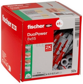 Obrázek produktu Hmoždinka univerzální s límečkem FISCHER DuoPower 8x65 1