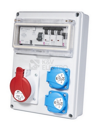 Obrázek produktu Zásuvková skříň ETI EDS8 RCD 2/1 16 B+C IP44 2x230V 1x400V/16A/5P 001105200 0