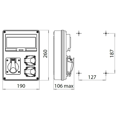 Zásuvková skříň ETI EDS8 2/1 16 B+C IP44 2x230V 1x400V/16A/5p 001105218